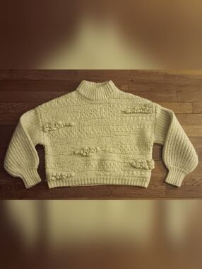 Girl's Chunky Knit Pom-Pop Turtleneck Sweater